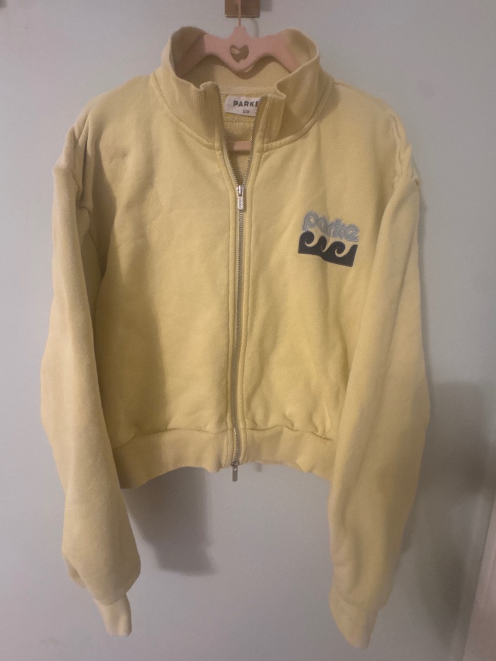 PARKE Yellow Full Zip Sweatshirt Jacket Embroidered Logo Size S/M